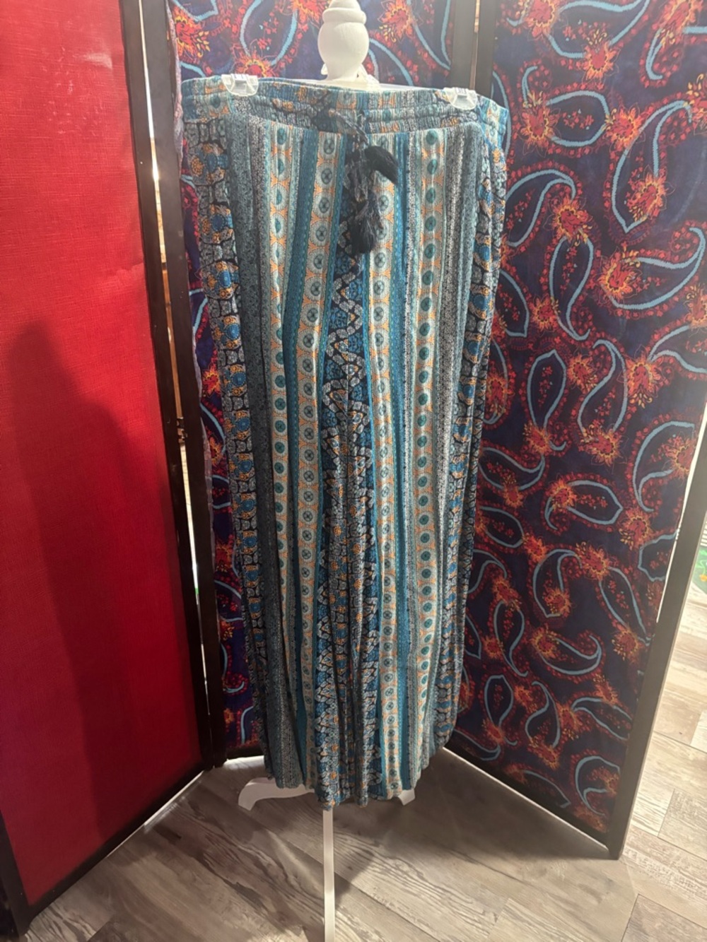 Knox Rose Blue Teal and Orange Patterned Pallazo pants